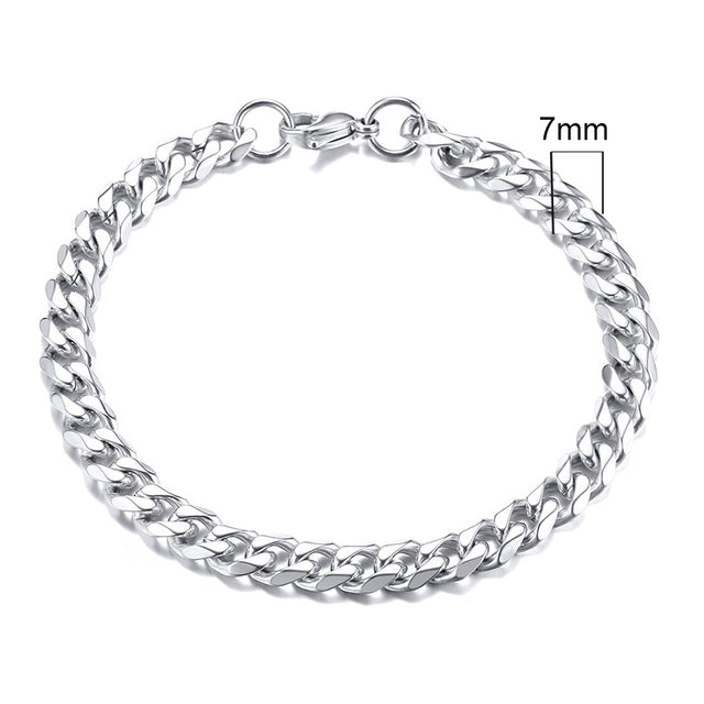 GRACE UNISEX CURB CHAIN BRACELET-.11CM Silver-18cm-State of Style