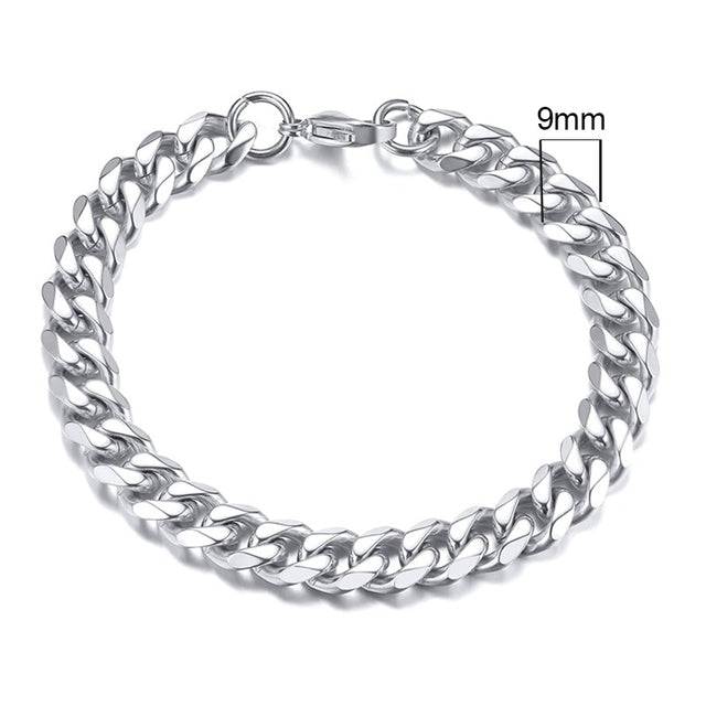 GRACE UNISEX CURB CHAIN BRACELET-.11CM Silver-18cm-State of Style