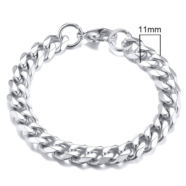 GRACE UNISEX CURB CHAIN BRACELET-.11CM Silver-18cm-State of Style