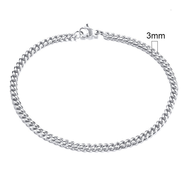 GRACE UNISEX CURB CHAIN BRACELET-.11CM Silver-18cm-State of Style