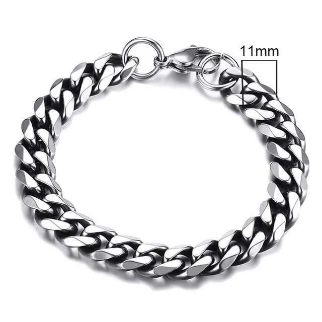 GRACE UNISEX CURB CHAIN BRACELET-.11CM Vintage Silver-18cm-State of Style