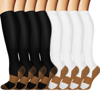 Gradual Compression Copper Socks 15-20mmHg (8 Pairs) - StepRelief-4 Black - 4 White-S-M-State of Style