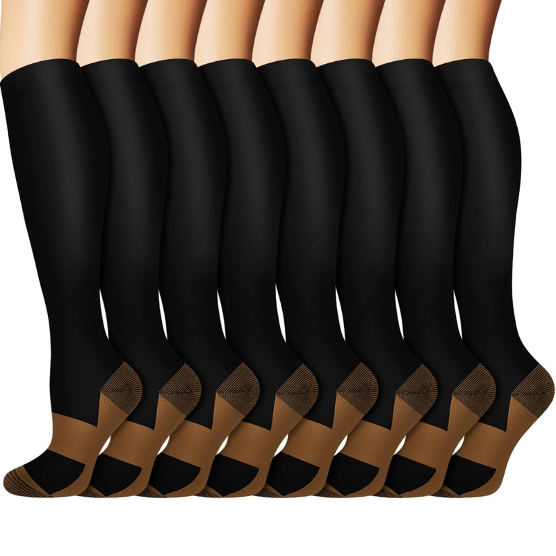 Gradual Compression Copper Socks 15-20mmHg (8 Pairs) - StepRelief-Black 1-S-M-State of Style