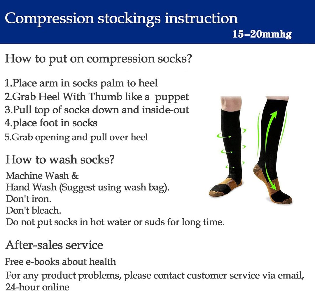 Gradual Compression Copper Socks 15-20mmHg (8 Pairs) - StepRelief-Black 1-S-M-State of Style