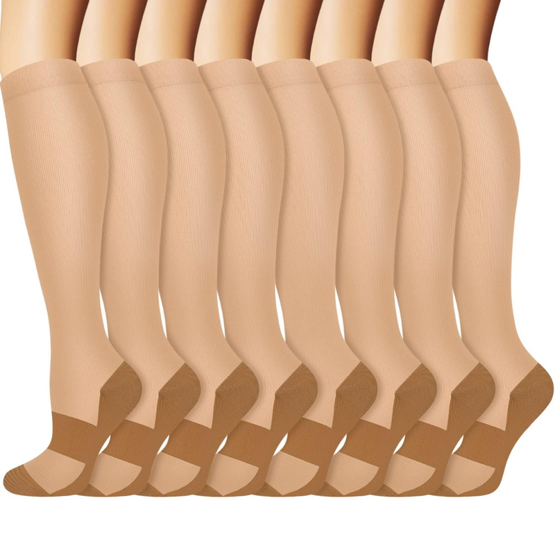 Gradual Compression Copper Socks 15-20mmHg (8 Pairs) - StepRelief-Nude-S-M-State of Style