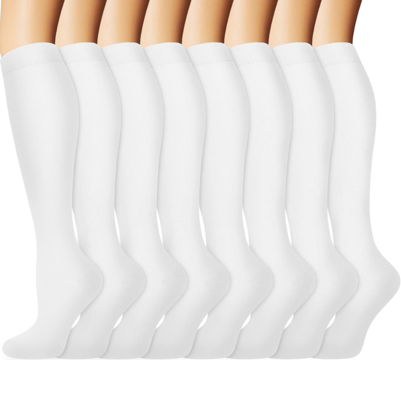 Gradual Compression Copper Socks 15-20mmHg (8 Pairs) - StepRelief-White 2-S-M-State of Style