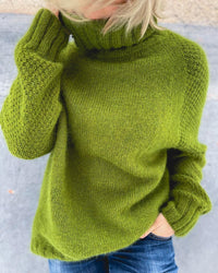 Grass Green Oversized Knitted Women's Turtleneck Sweater - Nora-S-State of Style