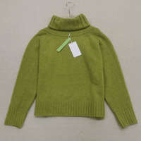 Grass Green Oversized Knitted Women's Turtleneck Sweater - Nora-S-State of Style