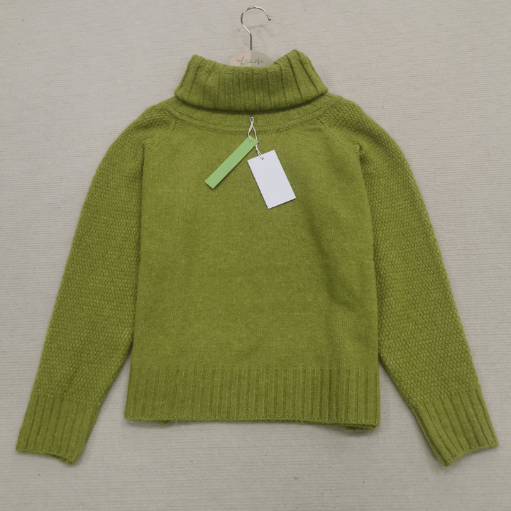 Grass Green Oversized Knitted Women's Turtleneck Sweater - Nora-S-State of Style