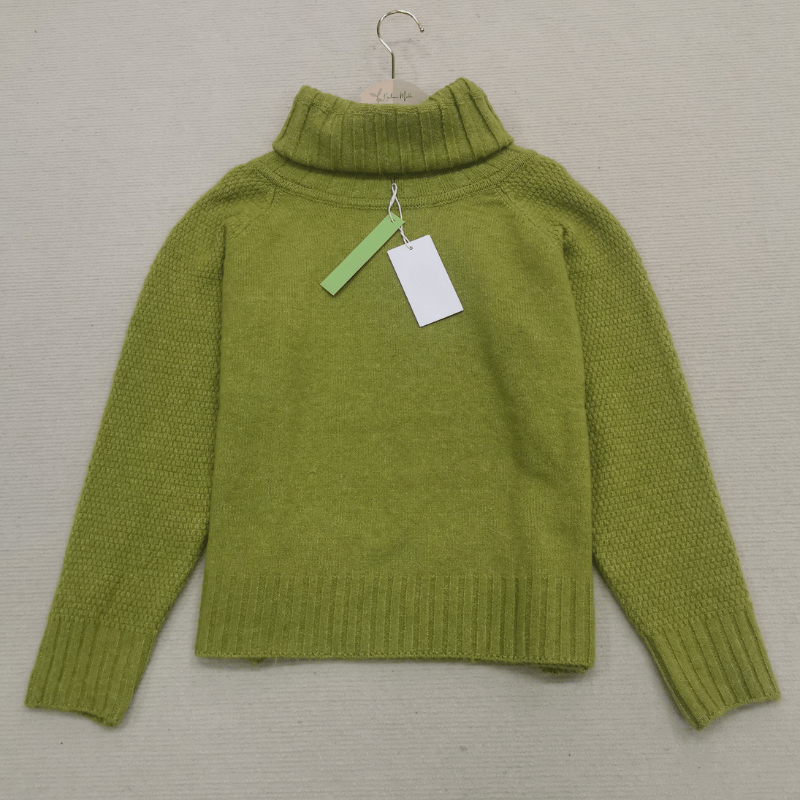 Grass Green Oversized Knitted Women's Turtleneck Sweater - Nora-S-State of Style
