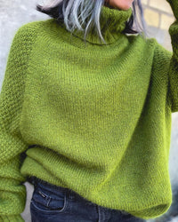 Grass Green Oversized Knitted Women's Turtleneck Sweater - Nora-S-State of Style