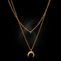 Green Diamond Double Crescent Moon Necklace - Selina-State of Style