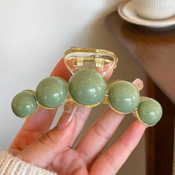 Green Pearl Hair Clip - Liana-Large (5 Pearls)-State of Style
