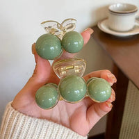 Green Pearl Hair Clip - Liana-Small (2 Pearls)-State of Style