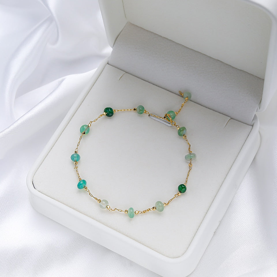 Green Stone Bracelet | Elegant Women's Jewellery-Green Agate-20cm-State of Style