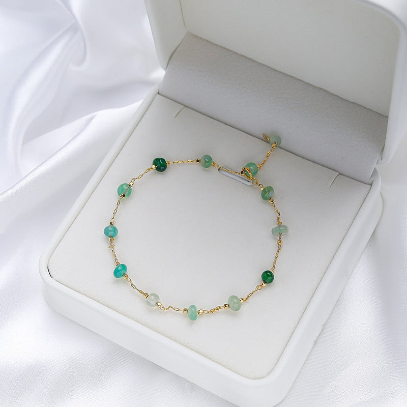 Green Stone Bracelet | Elegant Women's Jewellery-Green Agate-20cm-State of Style