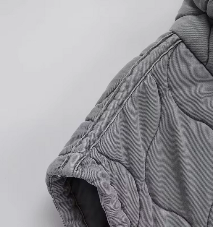 Grey Sleeveless Cotton Waistcoat – Thalia-XS-State of Style