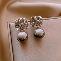Grey/Taupe Luxury Crystal Pearl Earrings - Eloria-Grey-State of Style