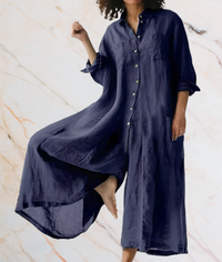 Hailey – Oversized Loose-Fit Jumpsuit with Side Pockets-S-Blue-State of Style