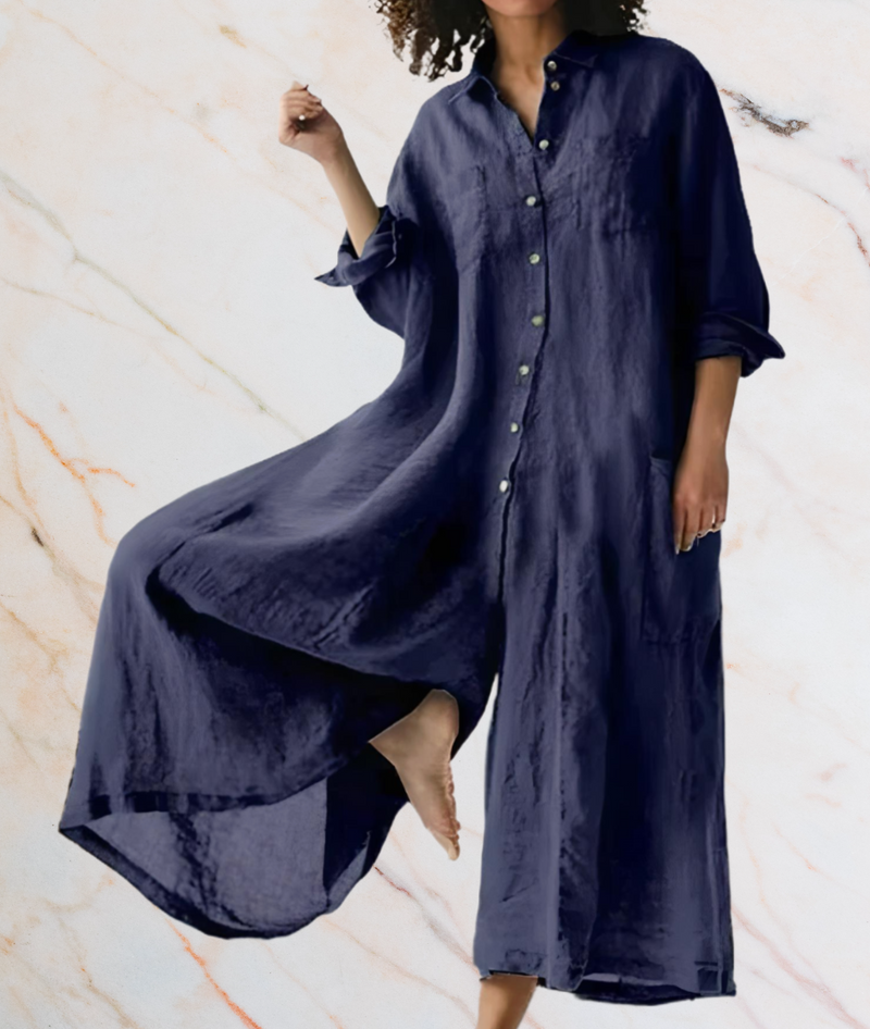 Hailey – Oversized Loose-Fit Jumpsuit with Side Pockets-S-Blue-State of Style