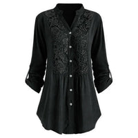 Hailey – Women's Long Blouse with Puff Sleeves-Black-M-State of Style