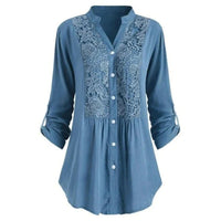 Hailey – Women's Long Blouse with Puff Sleeves-Blue-M-State of Style