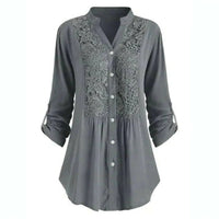 Hailey – Women's Long Blouse with Puff Sleeves-Grey-M-State of Style