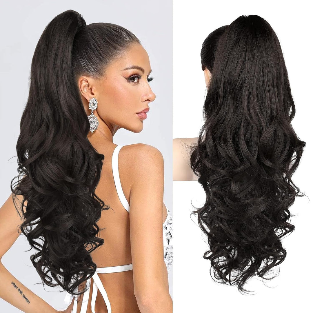 Hair extension Ponytail 55 cm – Veloura-Wavy-Dark brown-State of Style