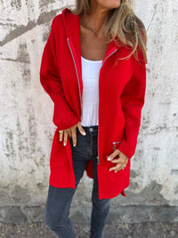 Half-Length Hooded Zip-Up Jacket - Isla-Grey-S-State of Style