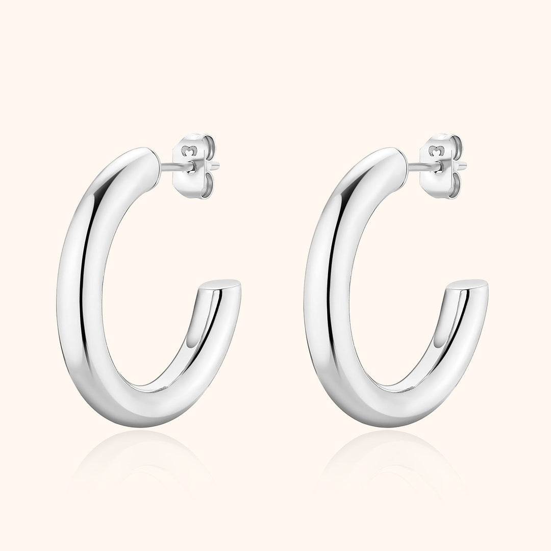 Half-Round Earrings - Elodie-Silver-State of Style