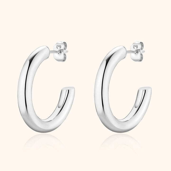 Half-Round Earrings - Elodie-Silver-State of Style