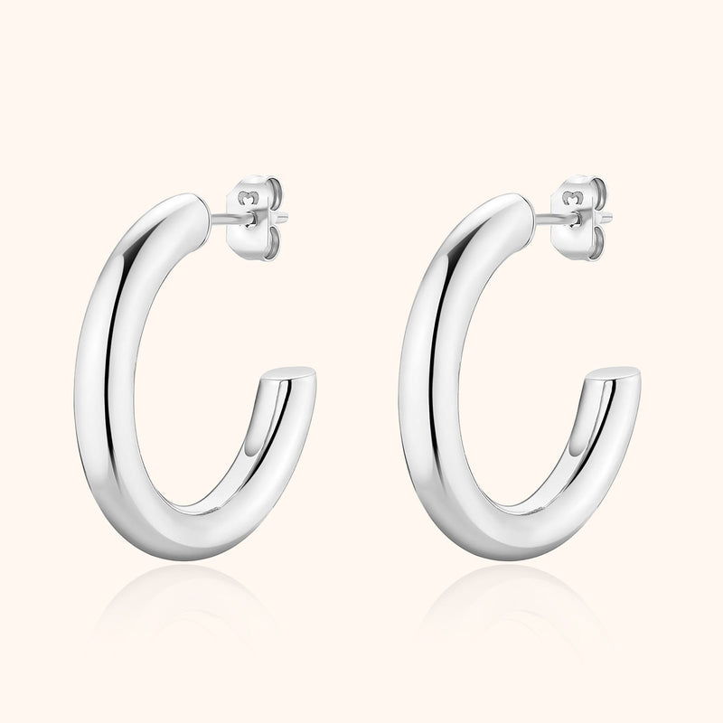 Half-Round Earrings - Elodie-Silver-State of Style