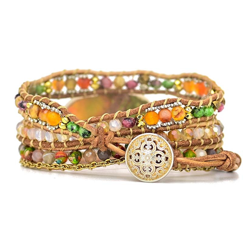 Hamsa Wrap Bracelet with Amazon Stone - Zahara-State of Style