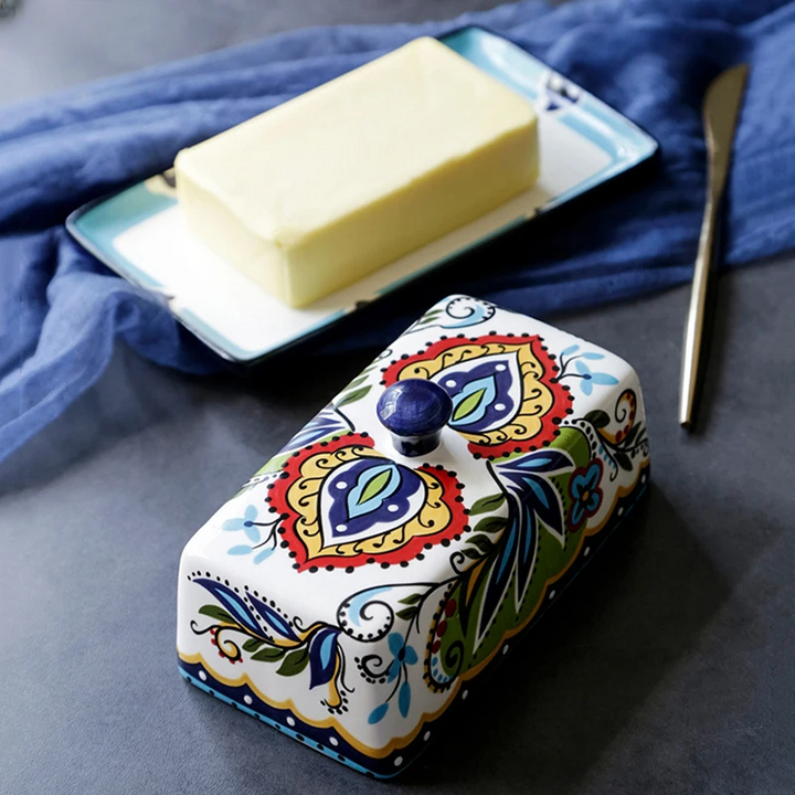 Hand-painted Butter Dish in Tuscan Style - TuscanCharm-State of Style