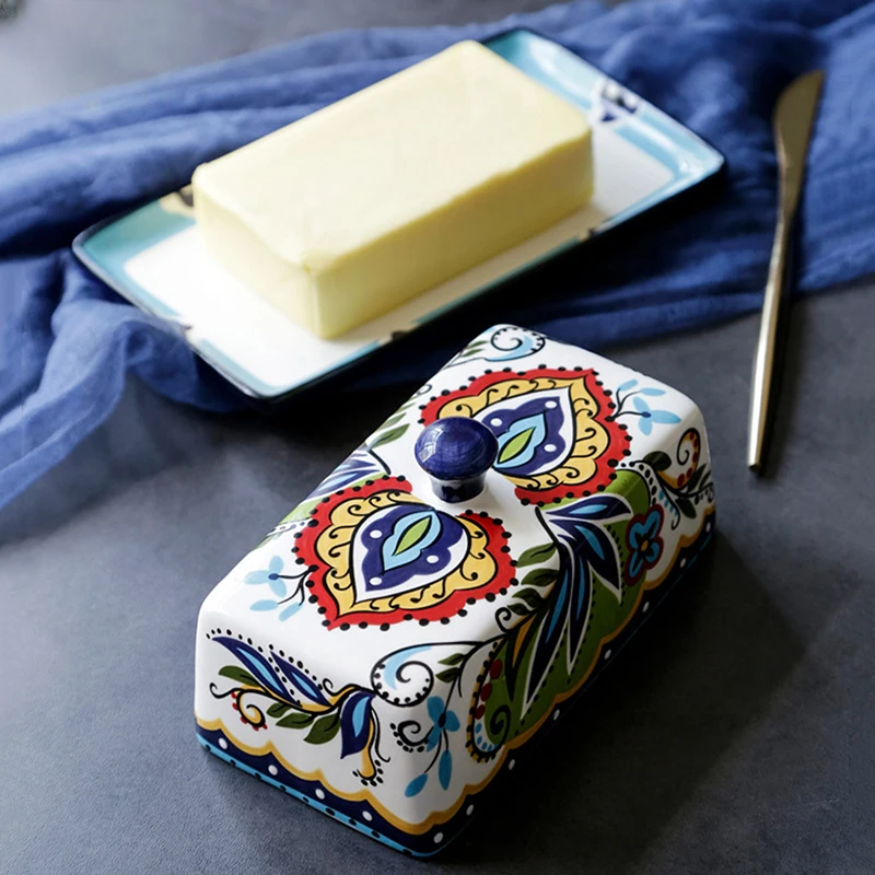 Hand-painted Butter Dish in Tuscan Style - TuscanCharm-State of Style
