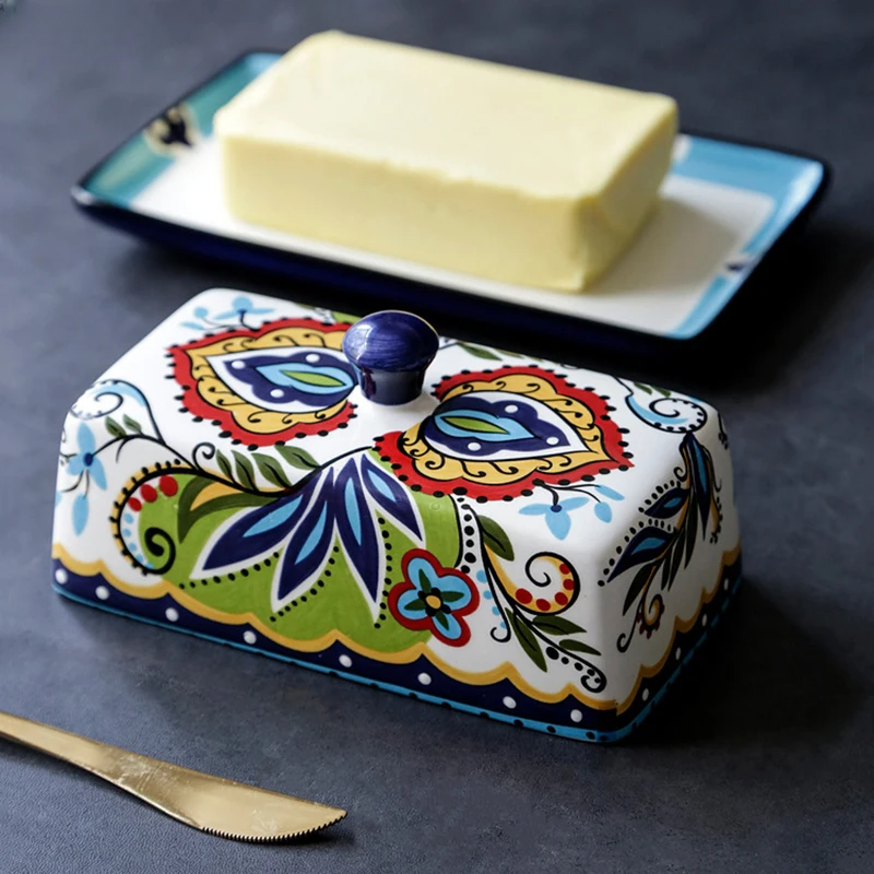Hand-painted Butter Dish in Tuscan Style - TuscanCharm-State of Style