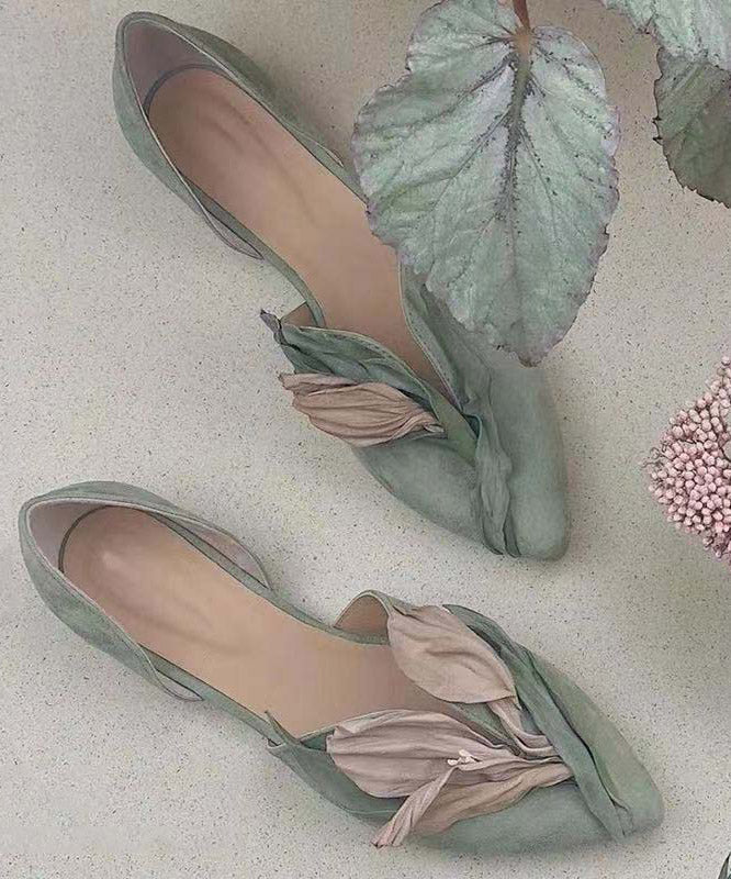 Handcrafted lace ballerinas with rose blossoms – Odette-Green-3-State of Style