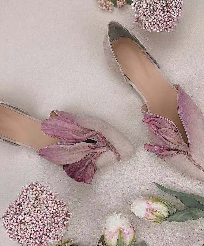 Handcrafted lace ballerinas with rose blossoms – Odette-Pink-3-State of Style
