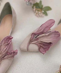 Handcrafted lace ballerinas with rose blossoms – Odette-Pink-3-State of Style