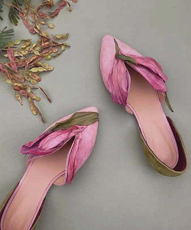 Handcrafted lace ballerinas with rose blossoms – Odette-Pink-3-State of Style