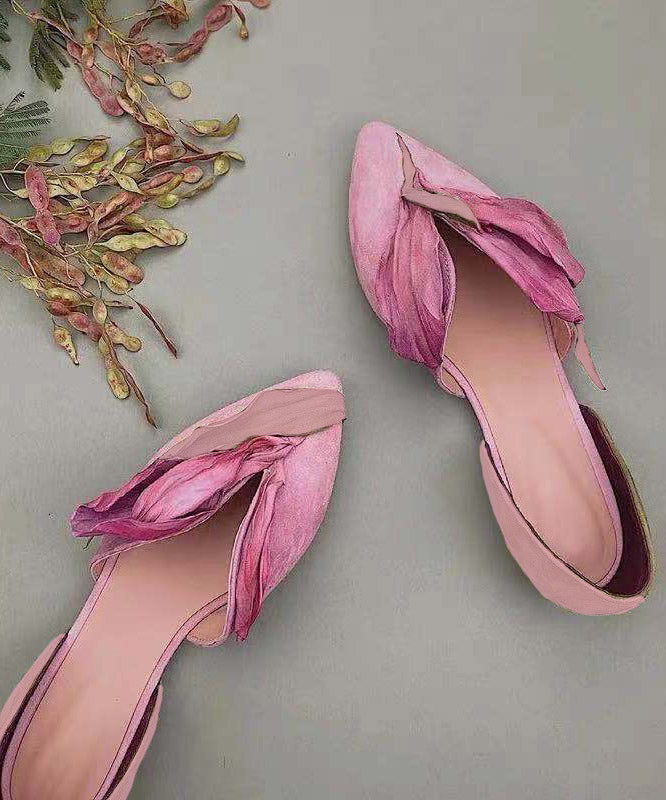 Handcrafted lace ballerinas with rose blossoms – Odette-Pink-3-State of Style