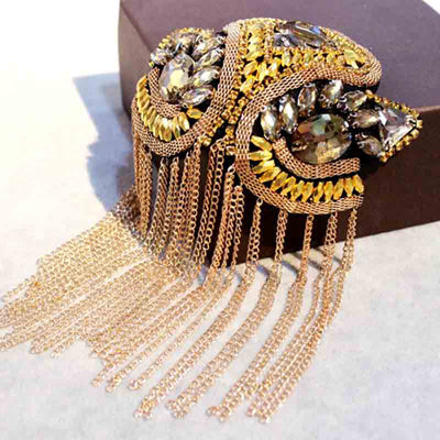 Handcrafted Rhinestone Shoulder Necklace | Fashion Tassel Accessory-Luxury Gold-State of Style