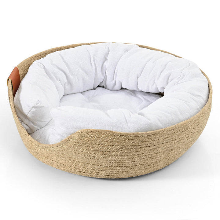 Handmade Comfortable Bed for Cats - LuxeSnooze-Basket + luxury white bed-S-State of Style