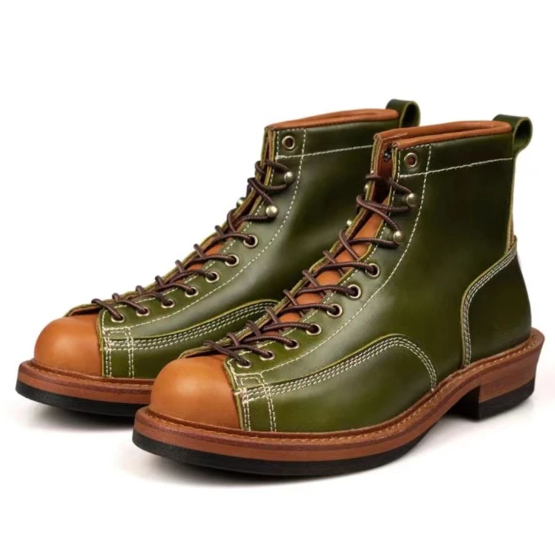 Handmade Leather Ankle Boots Lucas – Vintage British Style-Green-5.0-State of Style