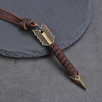 Handmade Vintage Leather Arrow Pendant Necklace-Brown-State of Style