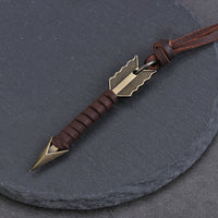 Handmade Vintage Leather Arrow Pendant Necklace-Brown-State of Style