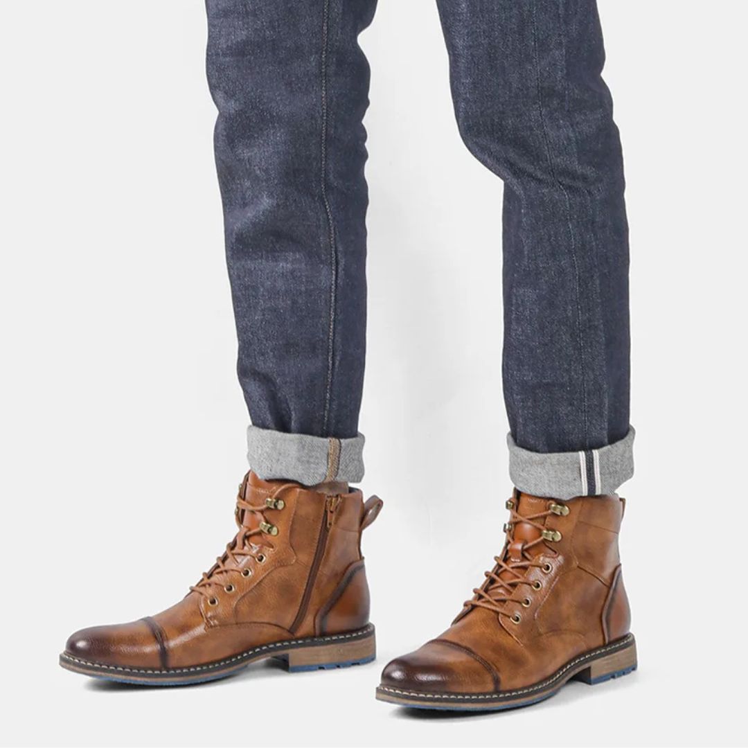 Handmade Vintage Leather Boots Wagner – Classic Zip-Up Design-Grey-6.5-State of Style