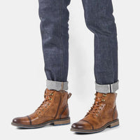 Handmade Vintage Leather Boots Wagner – Classic Zip-Up Design-Grey-6.5-State of Style