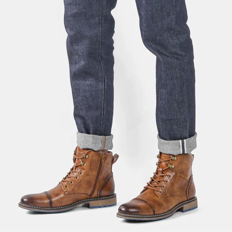 Handmade Vintage Leather Boots Wagner – Classic Zip-Up Design-Grey-6.5-State of Style