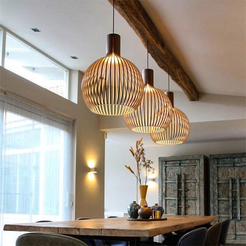 Handmade Wooden Pendant Lamp - RustikAura-Classic wood-23 cm-State of Style
